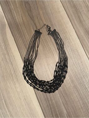 White House Black Market Black Multi-Strand Beaded Statement Necklace